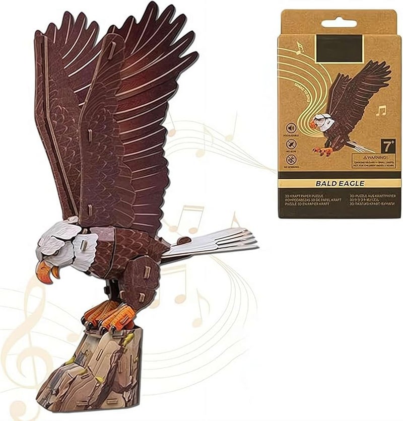 لغز ثلاثي الأبعاد للنسر الأصلع مع صوت النداء، مجموعة تجميع DIY، هدية تعليمية حرفية - Image 1